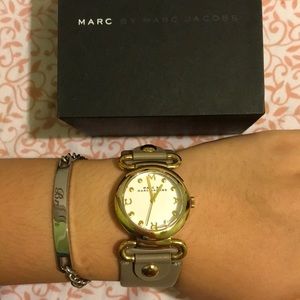 Marc Jacobs Molly White Dial Grey Leather Watch